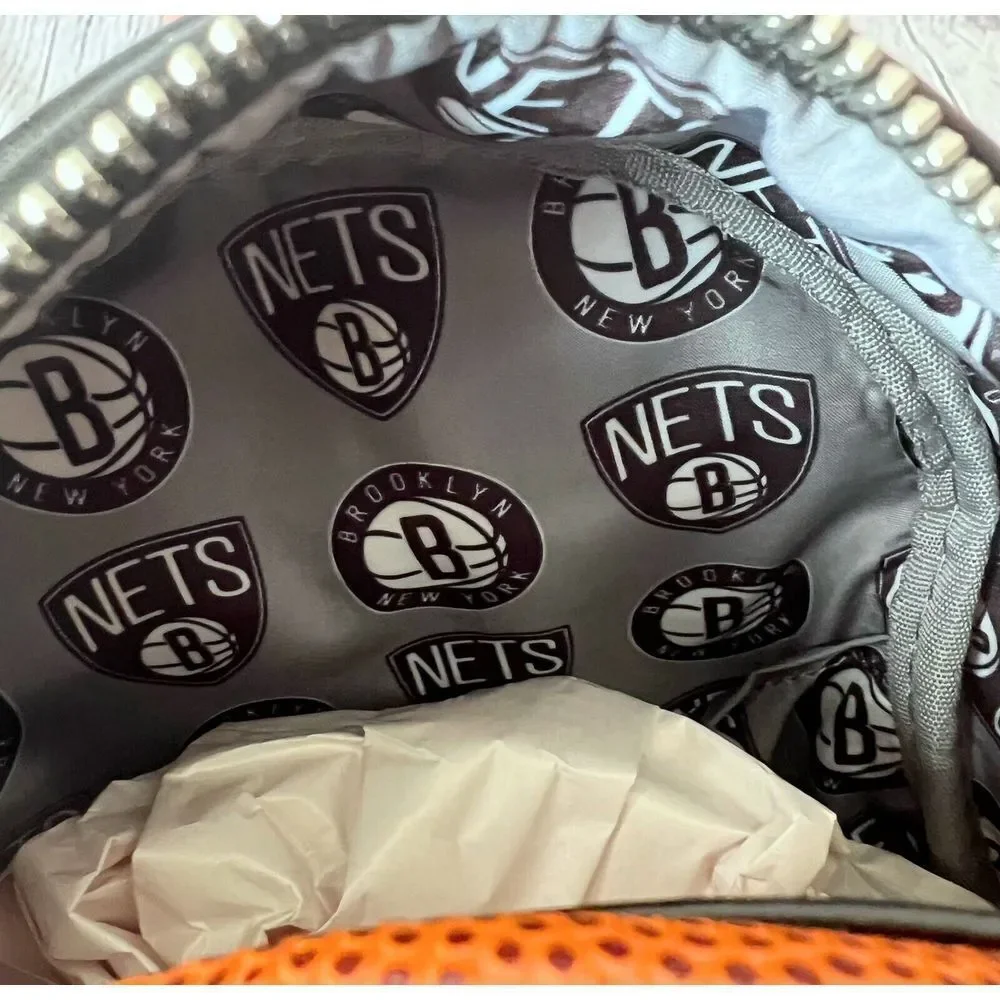 Loungefly NBA Brooklyn Nets Basketball Logo Mini Backpack Orange‎ & Black - New